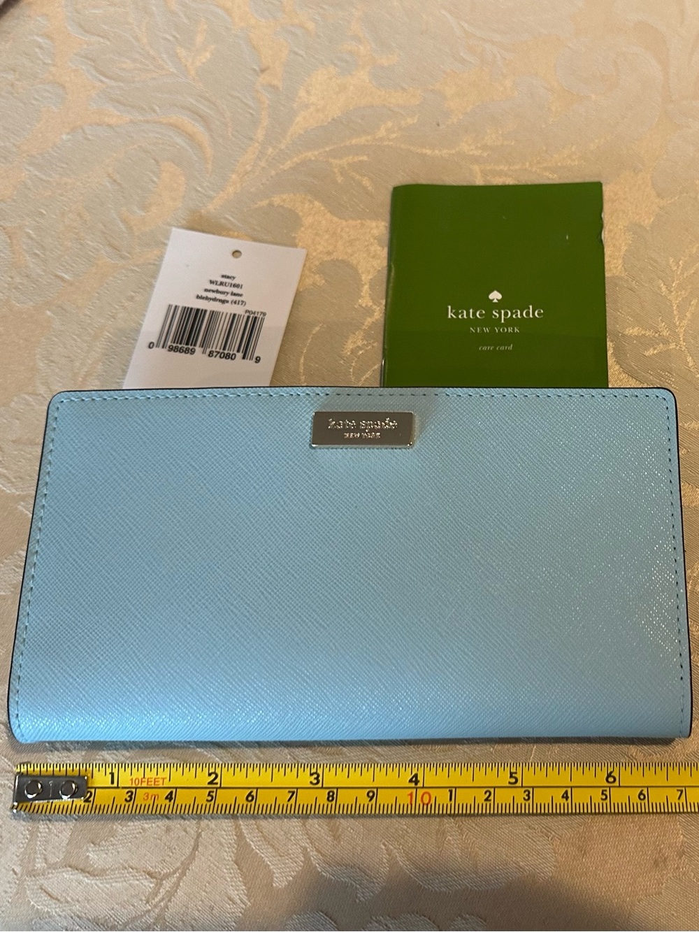 kate spade Light Blue Saffiano Leather Stacy Wallet NWT